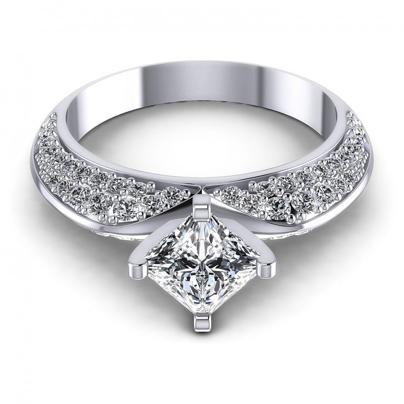 Princess and Round Diamonds 1.00CT Engagement Ring in 14KT Yellow Gold