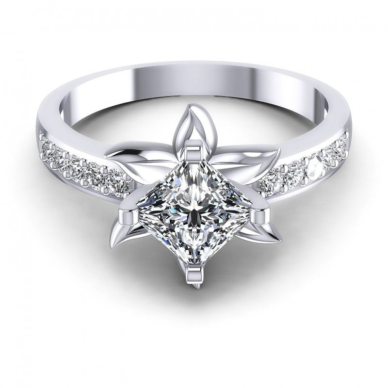 Princess and Round Diamonds 0.60CT Engagement Ring in 14KT Yellow Gold