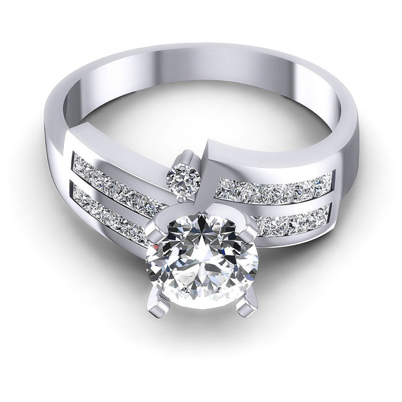 Princess and Round Diamonds 1.15CT Engagement Ring in 14KT Yellow Gold