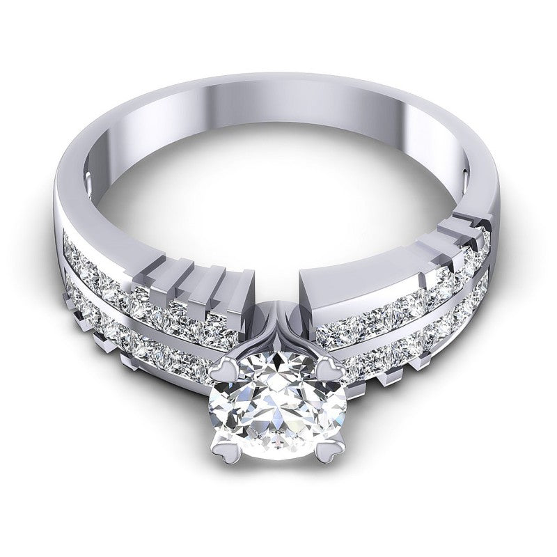 Princess and Round Diamonds 1.55CT Engagement Ring in 14KT Yellow Gold