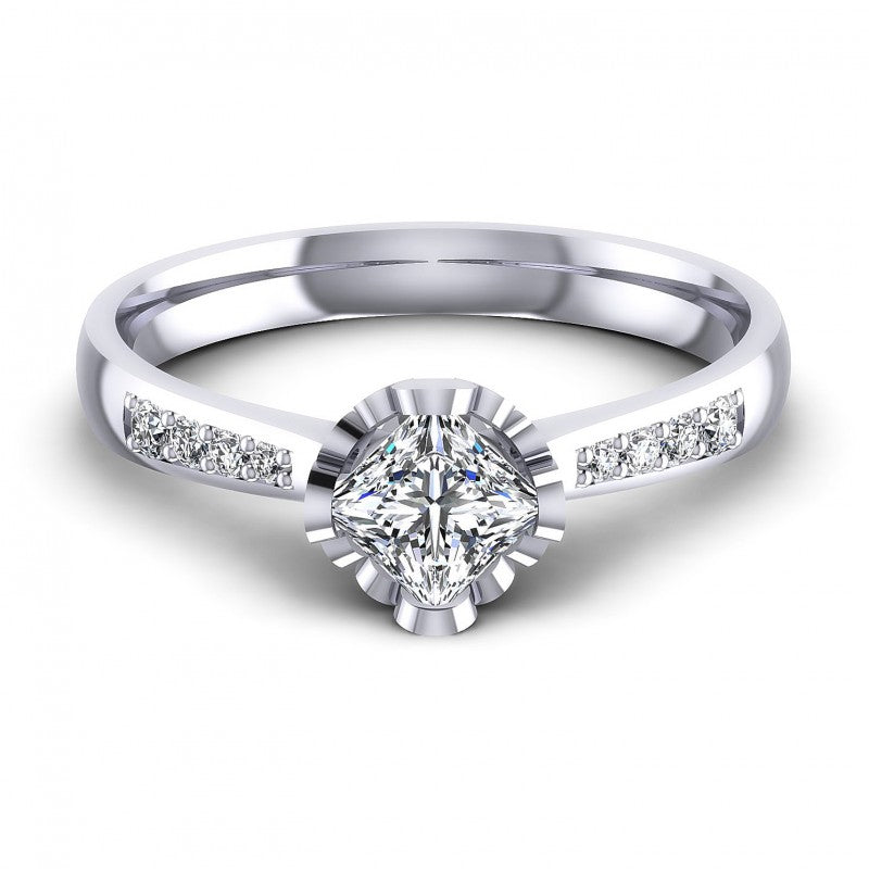 Princess and Round Diamonds 1.85CT Engagement Ring in 14KT Yellow Gold