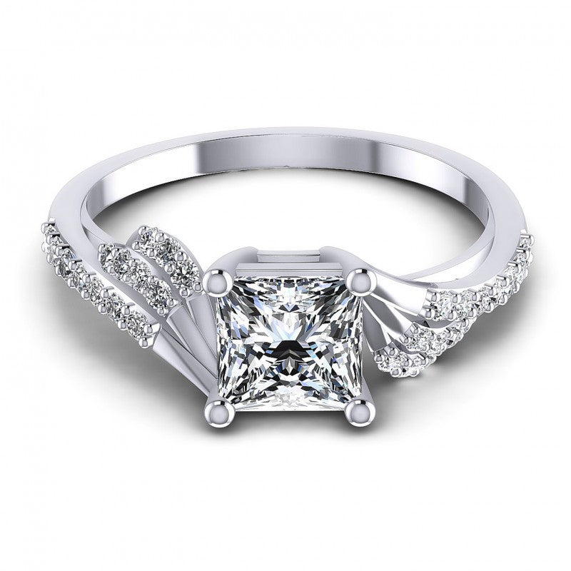Princess and Round Diamonds 0.60CT Engagement Ring in 14KT Yellow Gold