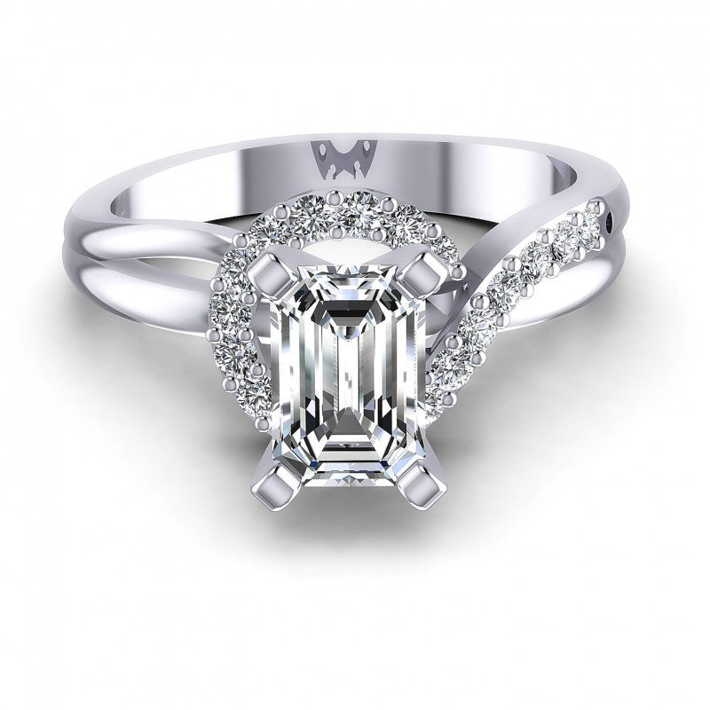 Round and Emerald Diamonds 0.60CT Engagement Ring in 14KT Yellow Gold