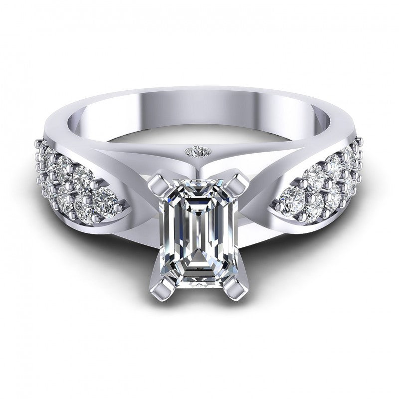 Round and Emerald Diamonds 0.95CT Engagement Ring in 14KT Yellow Gold