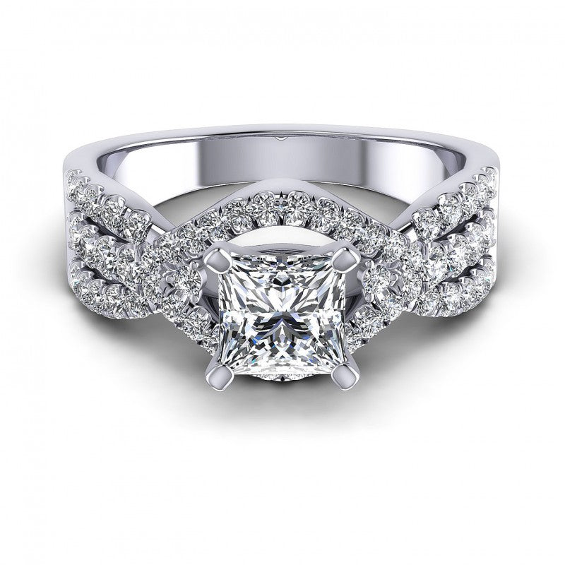 Princess and Round Diamonds 1.00CT Engagement Ring in 14KT Yellow Gold