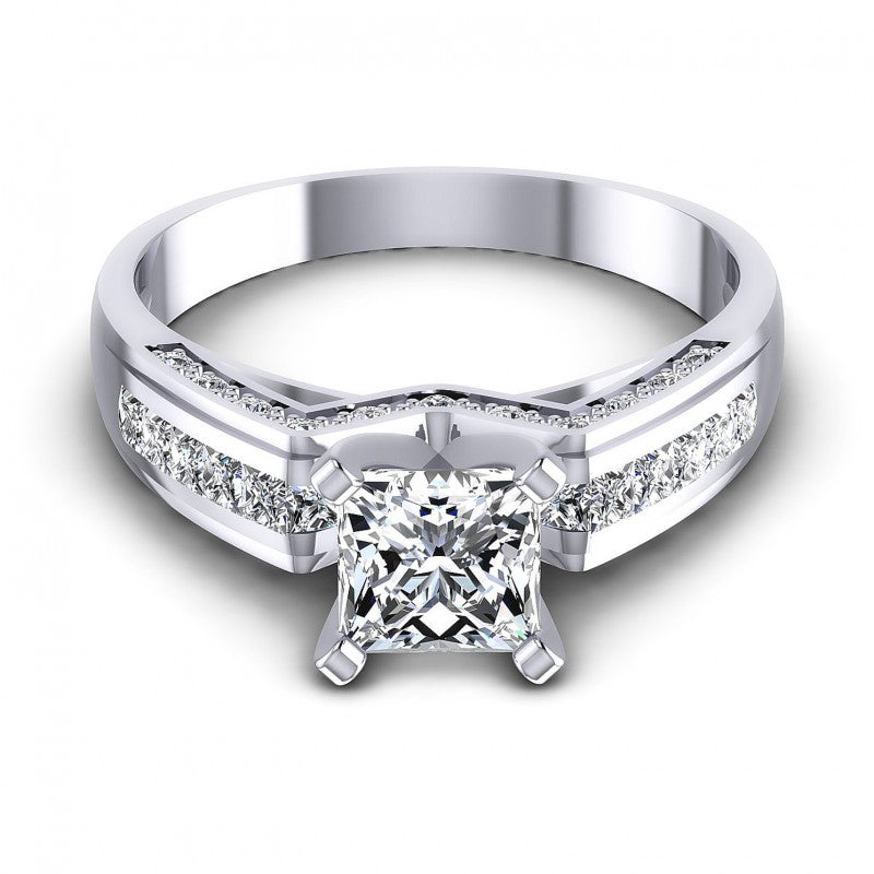 Princess and Round Diamonds 0.80CT Engagement Ring in 14KT Yellow Gold