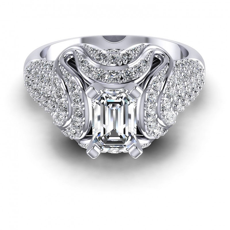 Round and Emerald Diamonds 1.30CT Engagement Ring in 14KT Yellow Gold