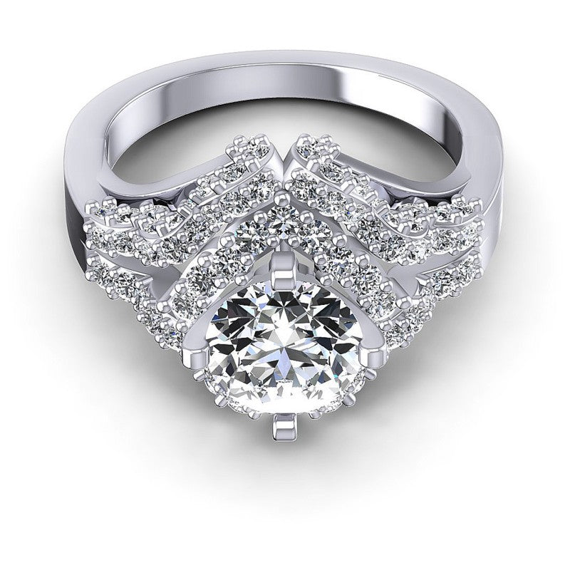 Round Cut Diamonds Halo Ring in 14KT Yellow Gold