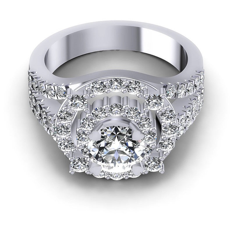 Round Cut Diamonds Halo Ring in 14KT Yellow Gold