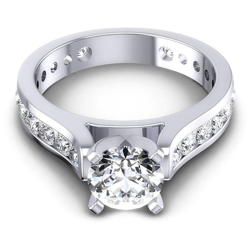 Round Cut Diamonds Engagement Ring in 14KT Yellow Gold