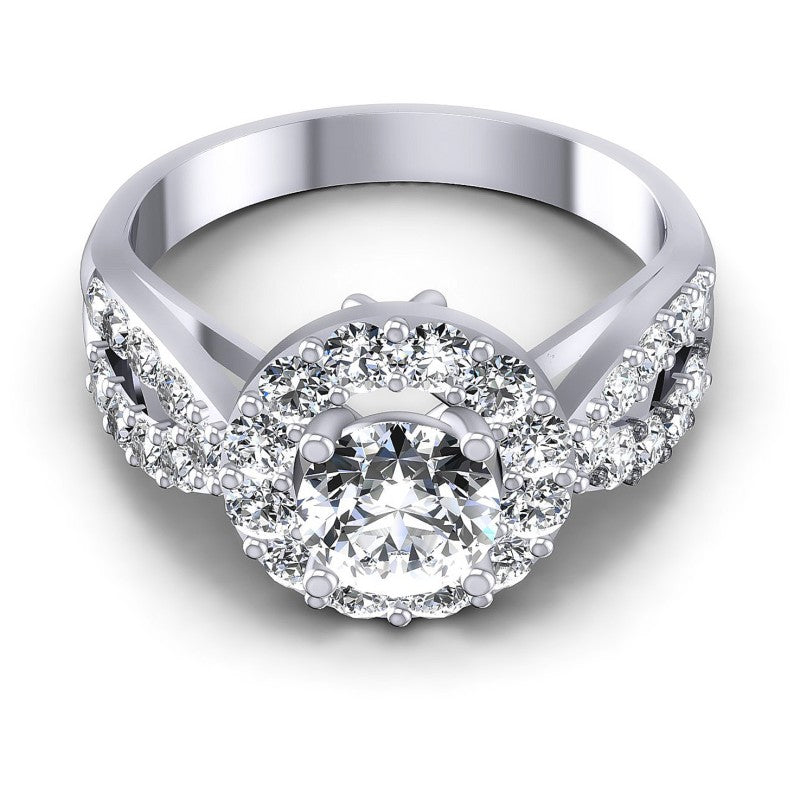 Round Diamonds 1.40CT Halo Ring in 14KT Yellow Gold