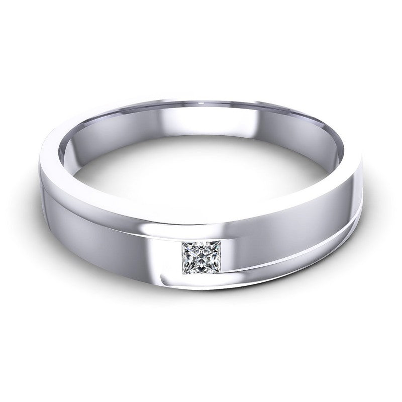 Princess Cut Diamonds Mens Ring in 14KT Yellow Gold