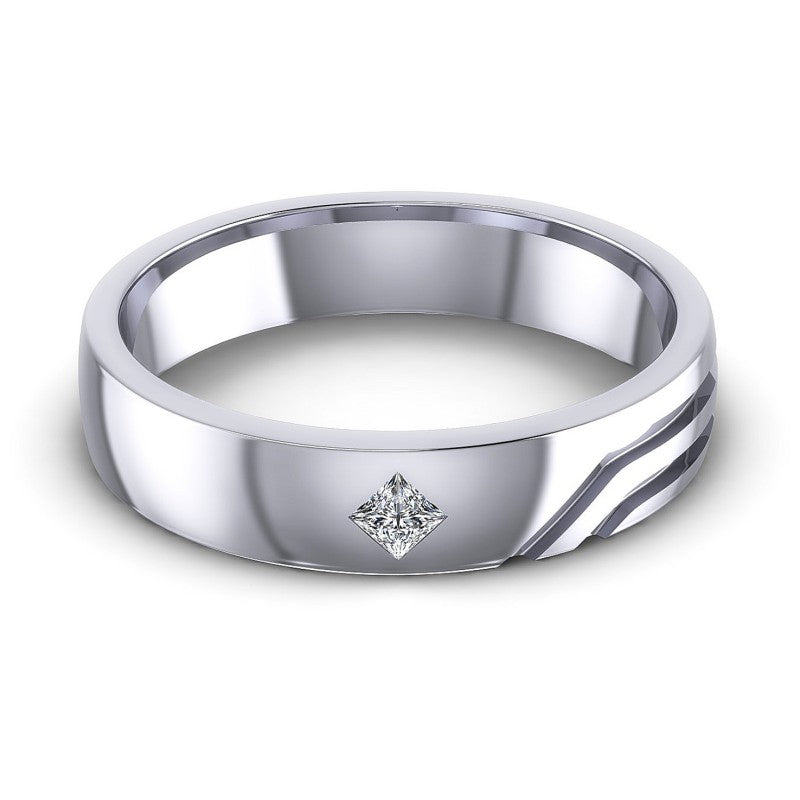 Triangle Cut Diamonds Mens Ring in 14KT Yellow Gold