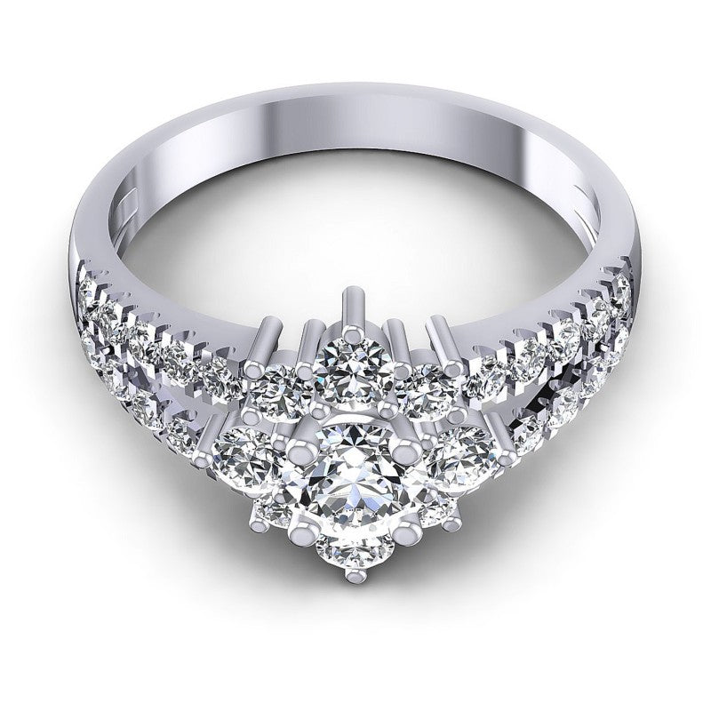 Round Diamonds 1.05CT Halo Ring in 14KT Yellow Gold