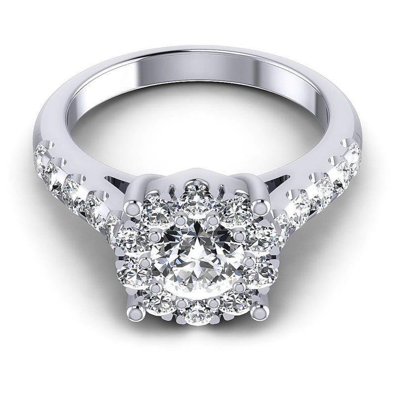 Round Diamonds 1.20CT Halo Ring in 14KT Yellow Gold