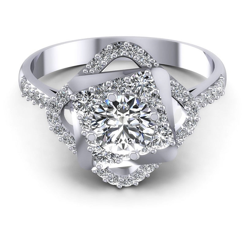 Round Diamonds 1.00CT Halo Ring in 14KT Yellow Gold