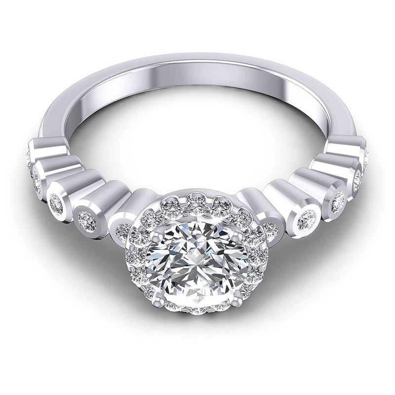 Round Diamonds 0.65CT Halo Ring in 14KT Yellow Gold