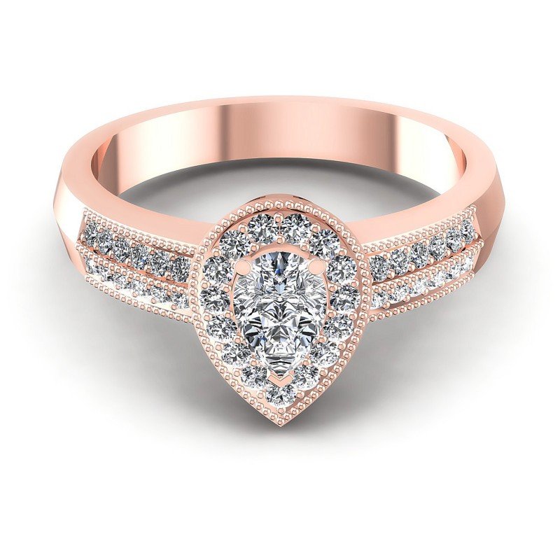 Round and Pear Diamonds 0.65CT Antique Ring in 18KT Yellow Gold