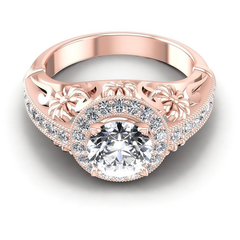 Round Diamonds 0.85CT Antique Ring in 18KT Yellow Gold