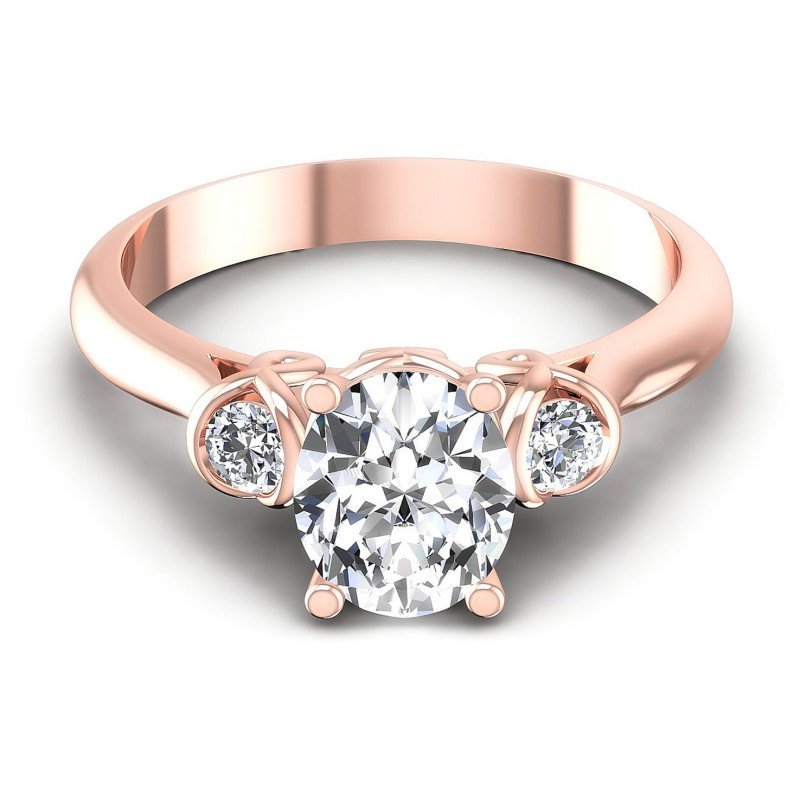 Round and Oval Diamonds 1.15CT Three Stone Ring in 18KT Yellow Gold