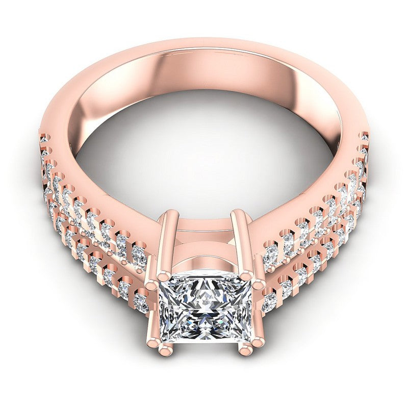 Princess and Round Diamonds 0.85CT Engagement Ring in 18KT Yellow Gold