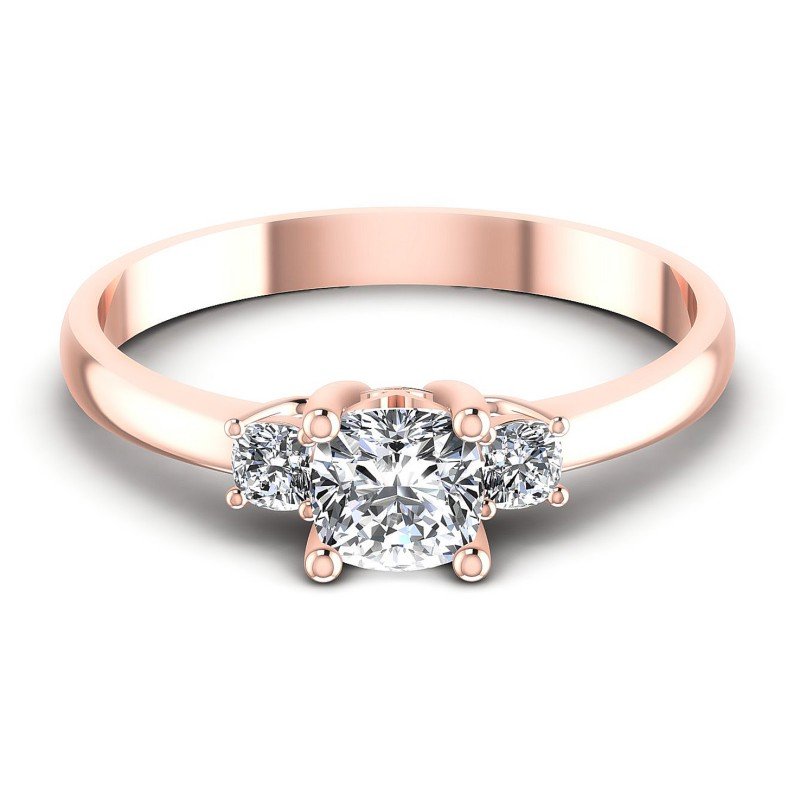 Cushion Diamonds 0.50CT Three Stone Ring in 18KT Yellow Gold