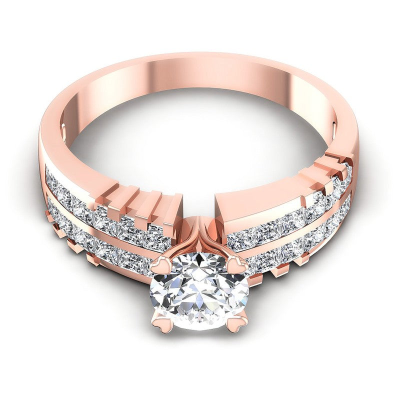 Princess and Round Diamonds 1.55CT Engagement Ring in 18KT Yellow Gold