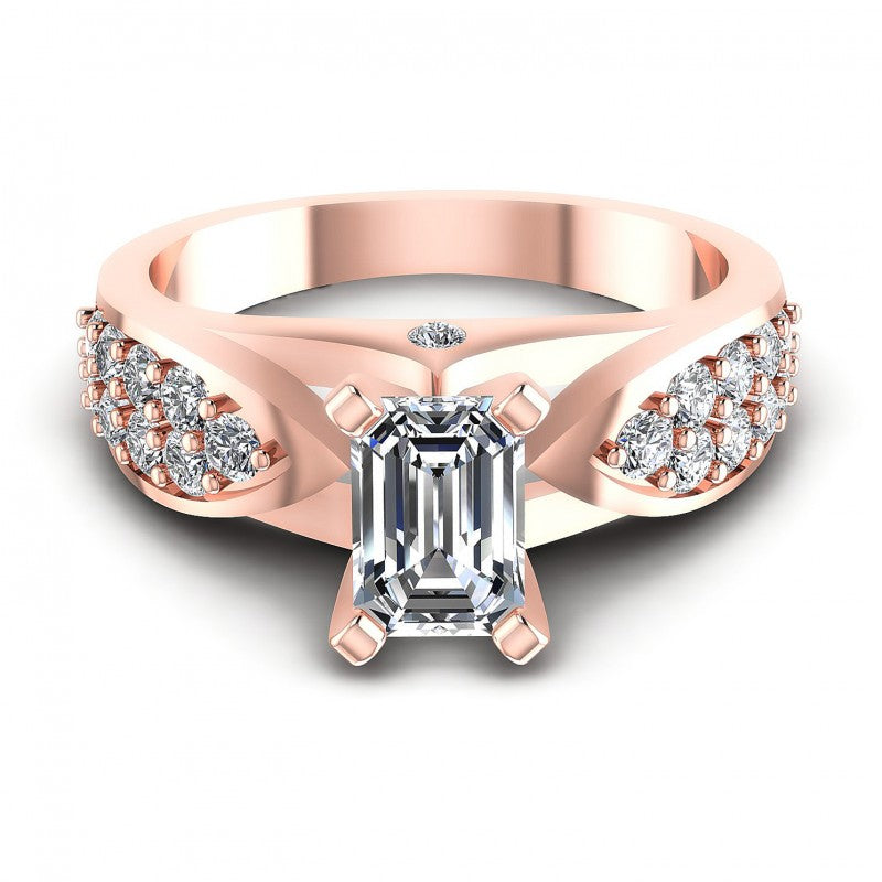 Round and Emerald Diamonds 0.95CT Engagement Ring in 18KT Yellow Gold