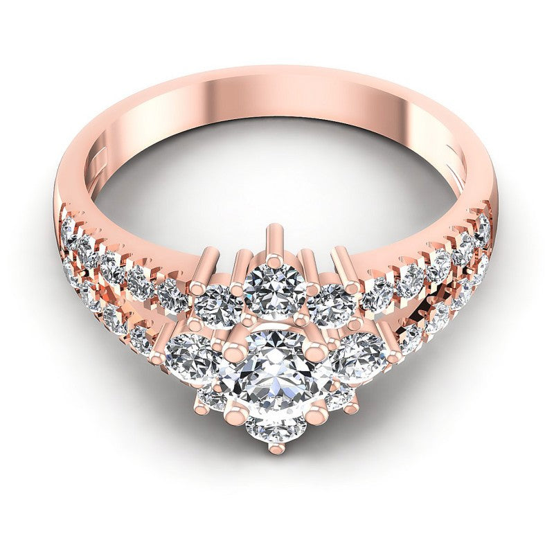 Round Diamonds 1.05CT Halo Ring in 18KT Yellow Gold