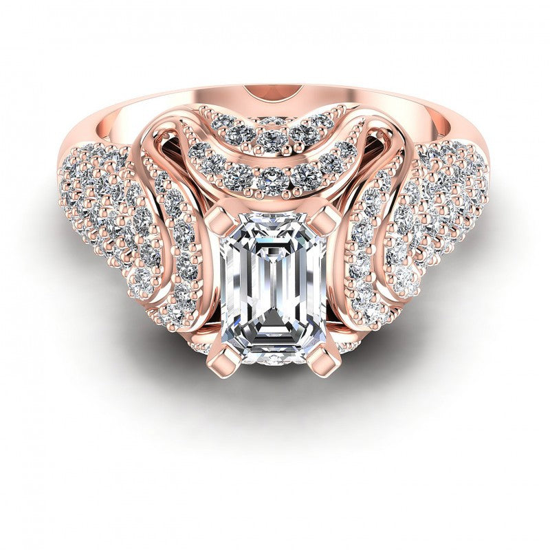 Round and Emerald Diamonds 1.30CT Engagement Ring in 18KT Yellow Gold