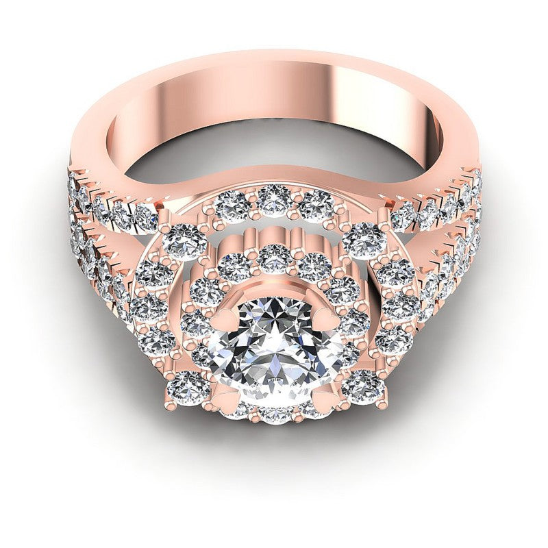 Round Cut Diamonds Halo Ring in 18KT Yellow Gold