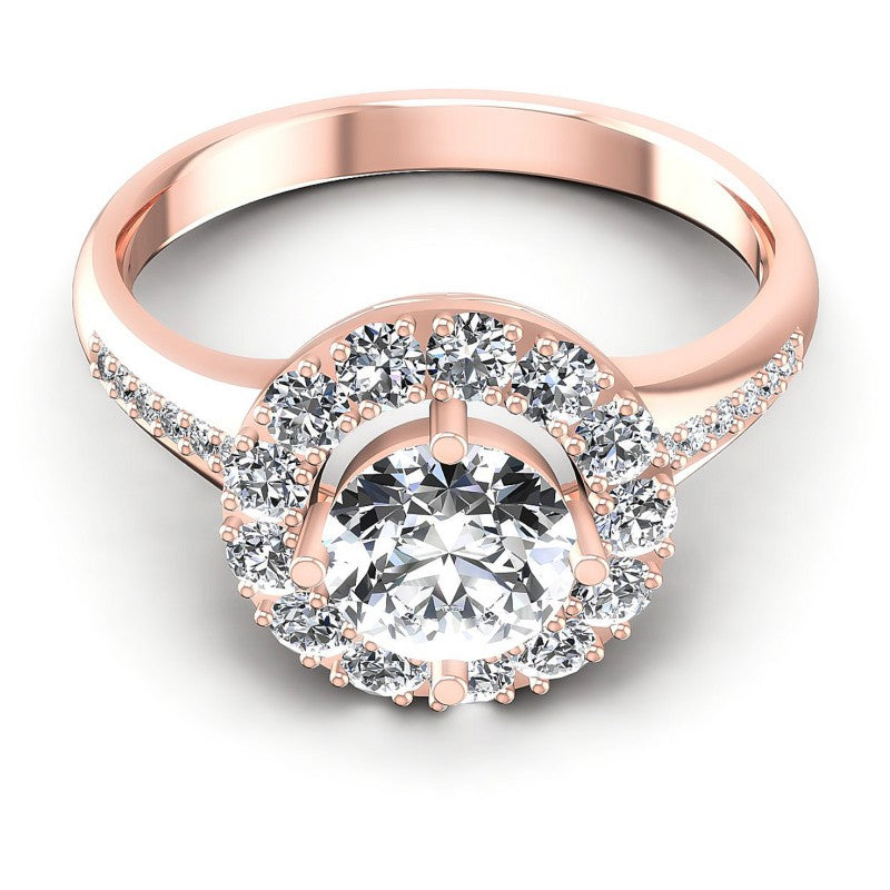 Round Diamonds 1.00CT Halo Ring in 18KT Yellow Gold