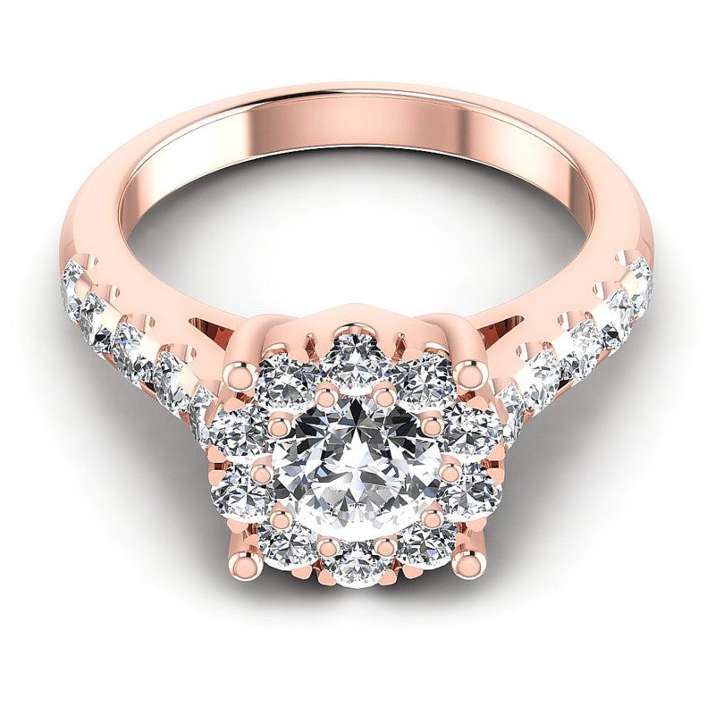 Round Diamonds 1.20CT Halo Ring in 18KT Yellow Gold