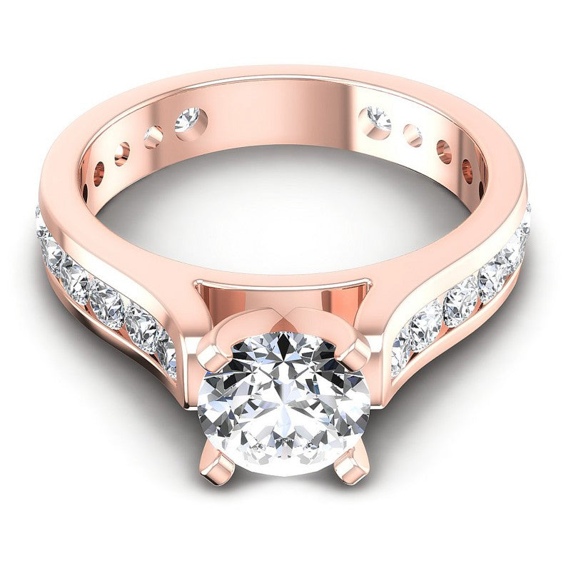 Round Cut Diamonds Engagement Ring in 18KT Yellow Gold