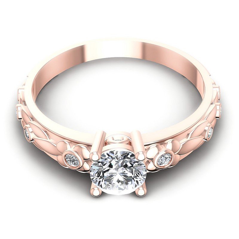 Round Cut Diamonds Antique Ring in 18KT Yellow Gold