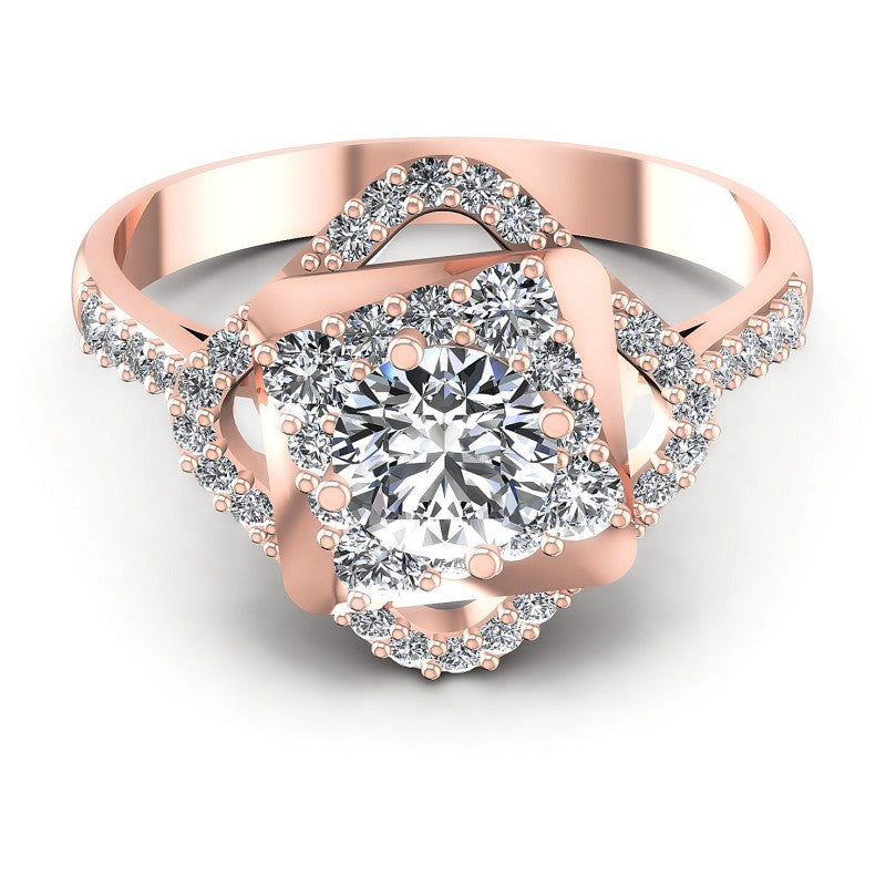 Round Diamonds 1.00CT Halo Ring in 18KT Yellow Gold