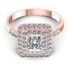 Princess and Round Diamonds 1.00CT Halo Ring in 18KT Yellow Gold