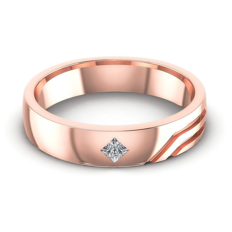 Triangle Cut Diamonds Mens Ring in 18KT Yellow Gold