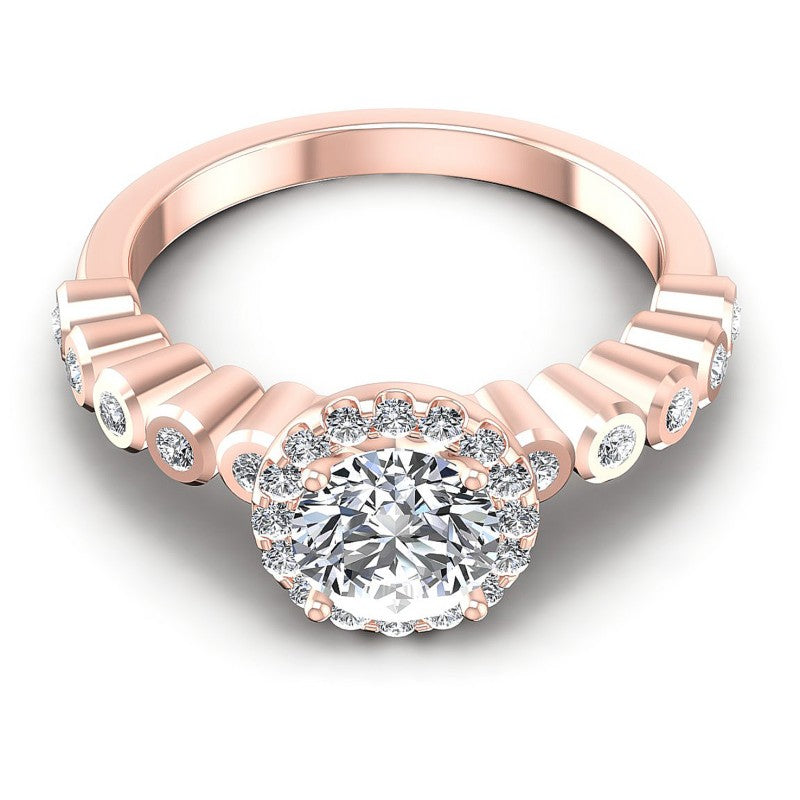 Round Diamonds 0.65CT Halo Ring in 18KT Yellow Gold