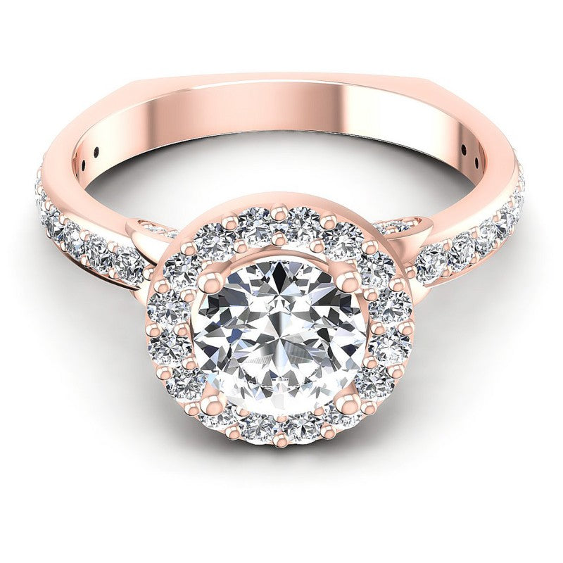 Round Diamonds 1.30CT Halo Ring in 18KT Yellow Gold