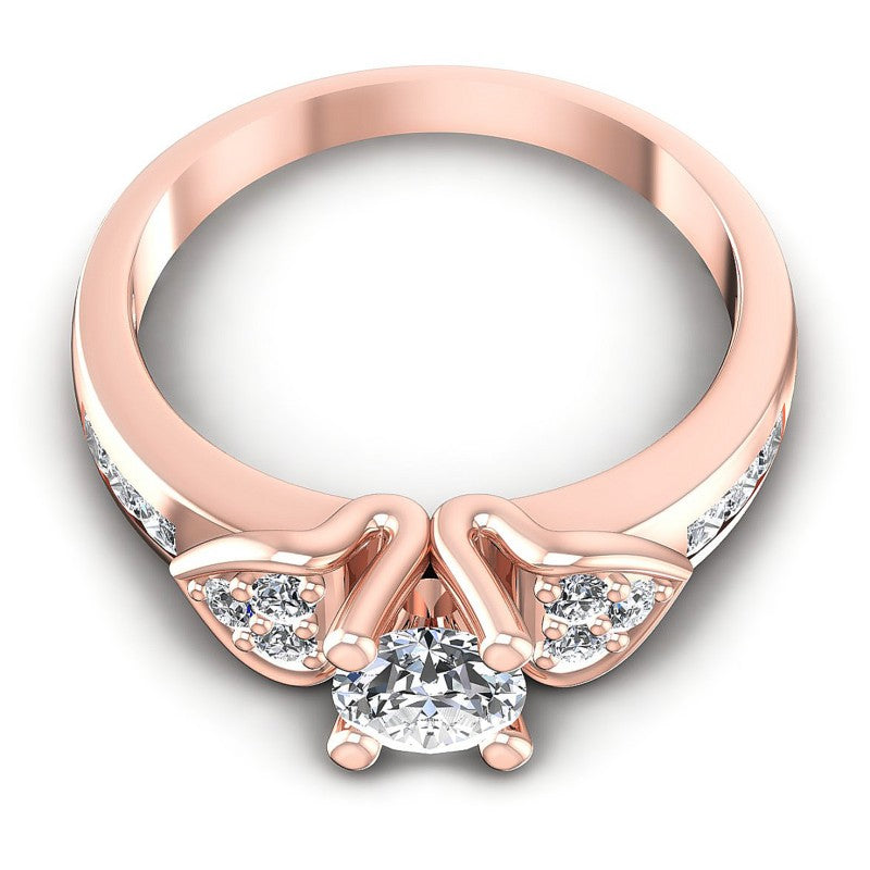Princess and Round Diamonds 0.90CT Engagement Ring in 18KT Yellow Gold