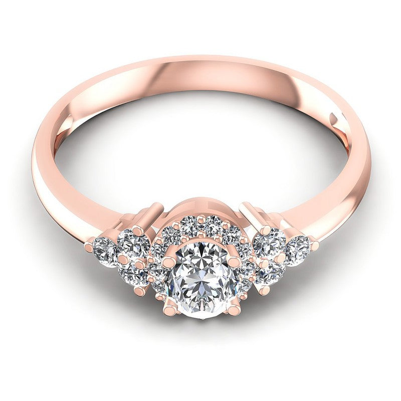Round and Oval Diamonds 0.60CT Halo Ring in 18KT Yellow Gold