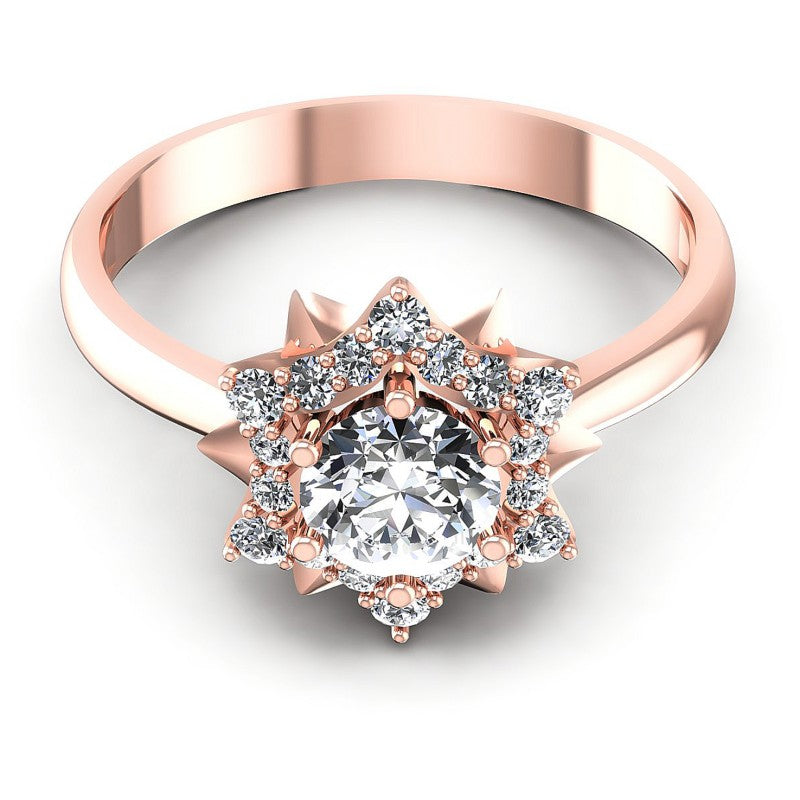 Round Diamonds 0.65CT Halo Ring in 18KT Yellow Gold