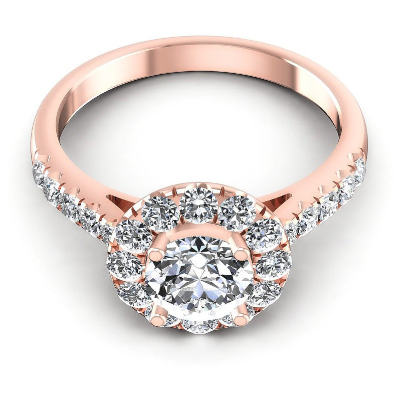 Round Diamonds 1.15CT Halo Ring in 18KT Yellow Gold