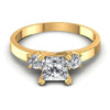 Princess and Round Diamonds 0.85CT Three Stone Ring in 14KT Yellow Gold