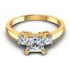 Princess and Round Diamonds 0.90CT Three Stone Ring in 14KT Yellow Gold
