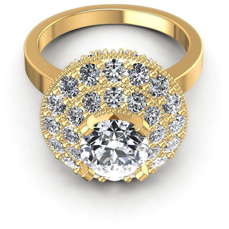 Round Diamonds 1.90CT Antique Ring in 14KT Yellow Gold