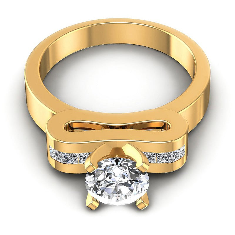 Princess and Round Diamonds 0.50CT Engagement Ring in 14KT Yellow Gold