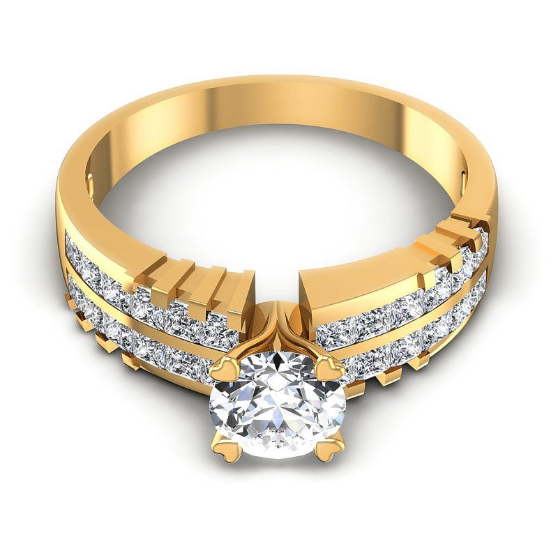 Princess and Round Diamonds 1.55CT Engagement Ring in 14KT Yellow Gold