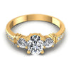 Round and Oval Diamonds 1.00CT Three Stone Ring in 14KT Yellow Gold